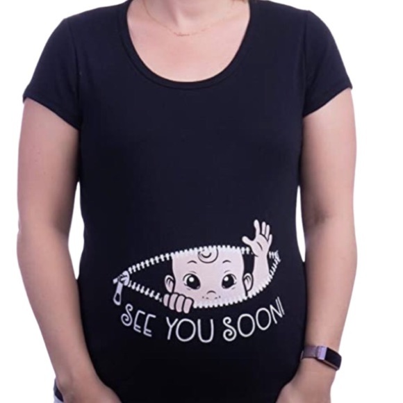 See You Soon Maternity Black Shirt - Picture 1 of 8